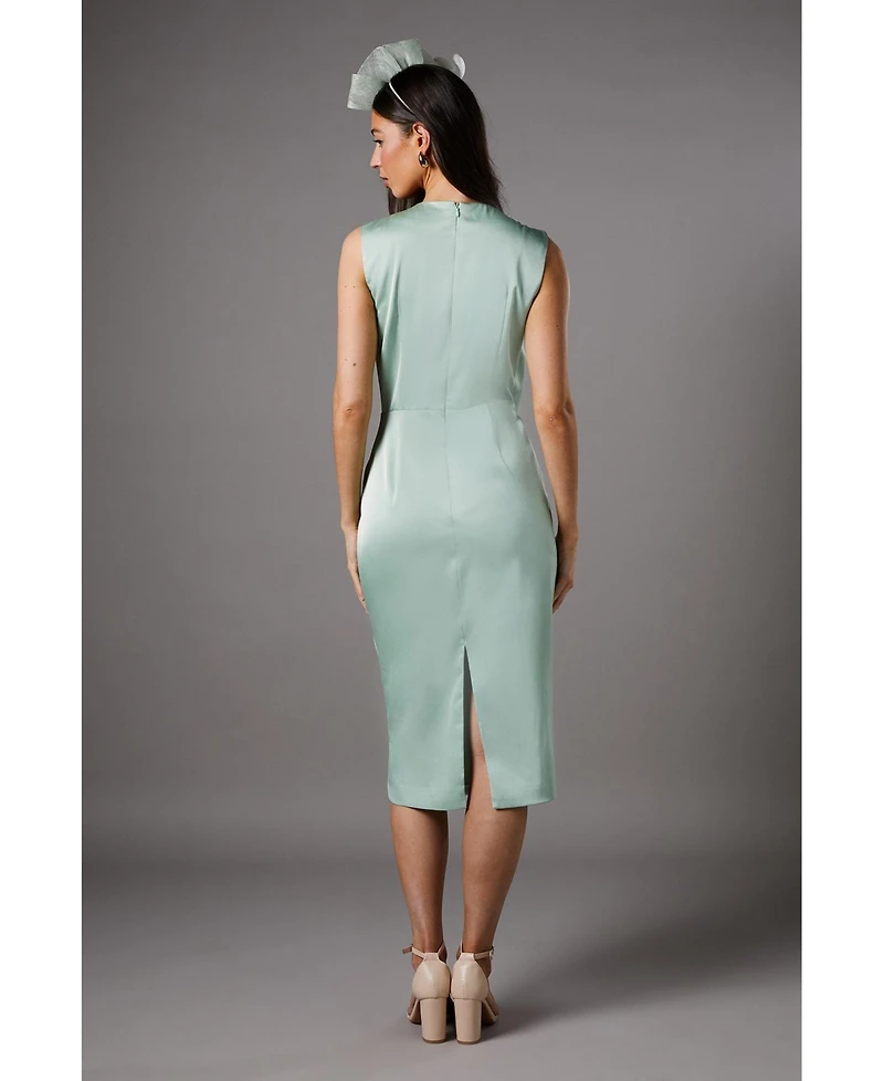 Coast Women's Sleeveless Satin Frill Midi Dress