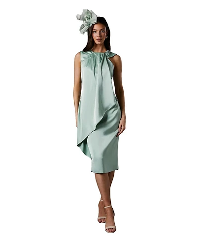 Coast Women's Sleeveless Satin Frill Midi Dress
