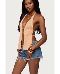 Edikted Women's Frayed Vintage Washed Denim Shorts
