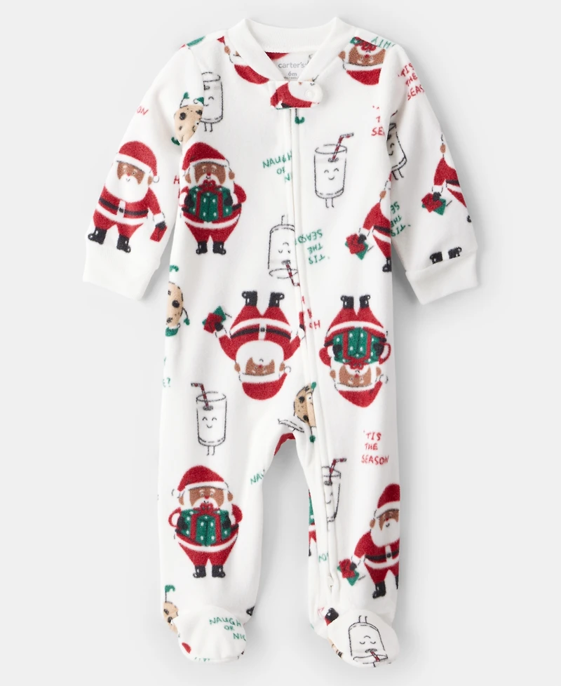 Carter's Baby Boys or Girls Santa Print Loose-Fit Fleece Long-Sleeve Sleep and Play