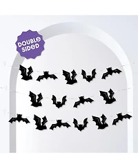 Black Bats Garland Banner, 30 Feet of Cord, 15 Paper Bat Shapes