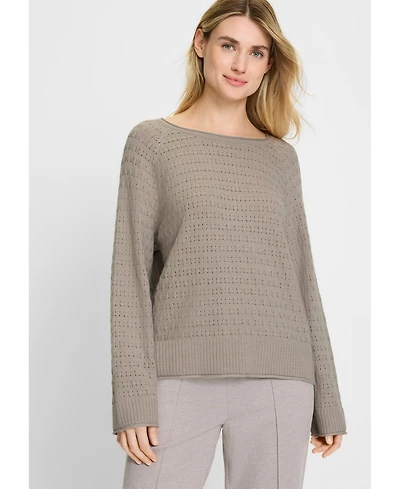 Olsen Women's Stitch Interest Boat Neck Sweater