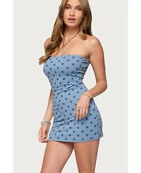 Edikted Womens Lewis Polka Dot Strapless Mini Dress