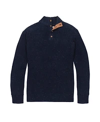 Hope & Henry Men's Organic Mock Neck Cardigan Stitch Sweater
