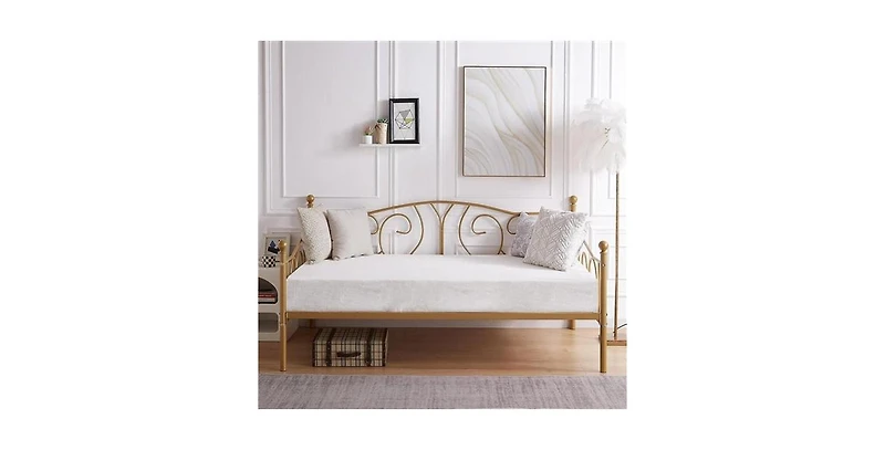 Slickblue Decorative French Country Daybed Frame in Metal for Living Room or Bedroom