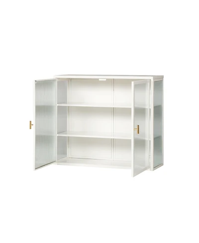 Casainc 28" Wall Cabinet with Glass Doors and 3-Tier Storage for Living and Dining Areas