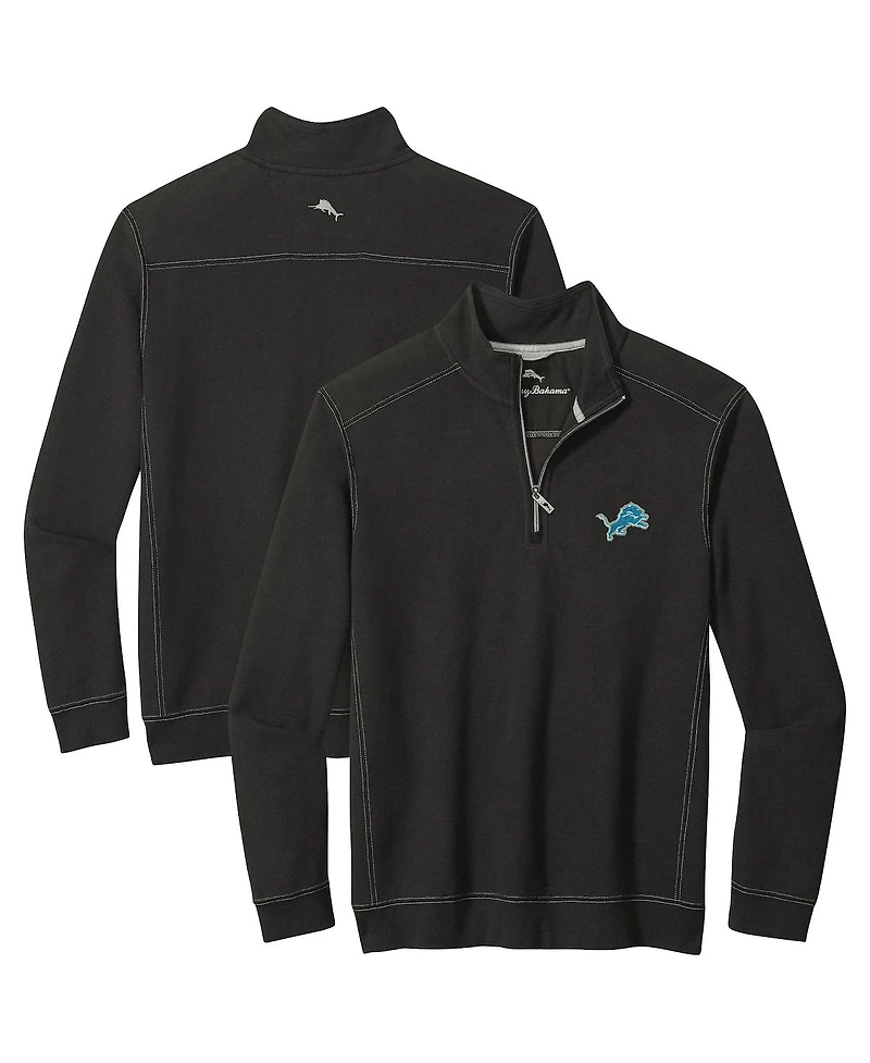Tommy Bahama Men's Black Detroit Lions Big Tall Montego Bay Half-Zip Jacket