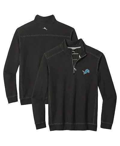 Tommy Bahama Men's Black Detroit Lions Big Tall Montego Bay Half-Zip Jacket
