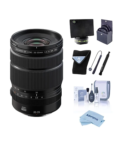 Fujifilm Fujinon Gf 20-35mm f/4.0 R Wr Lens, Black, Bundle with 82mm Filter Kit, Lens Wrap, Lens Cleaner, Lens Shade, Cleaning Kit, Lens Cap Tether