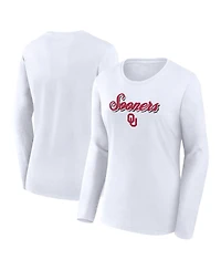 Fanatics Women's White Oklahoma Sooners Double Team Script Long Sleeve T-Shirt