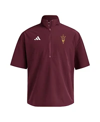 Adidas Men's Maroon Arizona State Sun Devils Woven Quarter-Zip Short Sleeve Pullover Hoodie