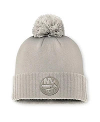 Fanatics Women's Tan New York Islanders Authentic Pro Road Cuffed Knit Hat with Pom