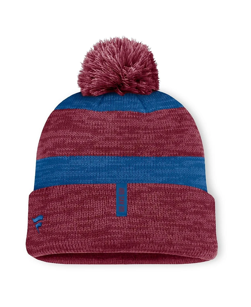 Fanatics Men's Burgundy Colorado Avalanche Fundamental Red Line Cuffed Knit Hat with Pom