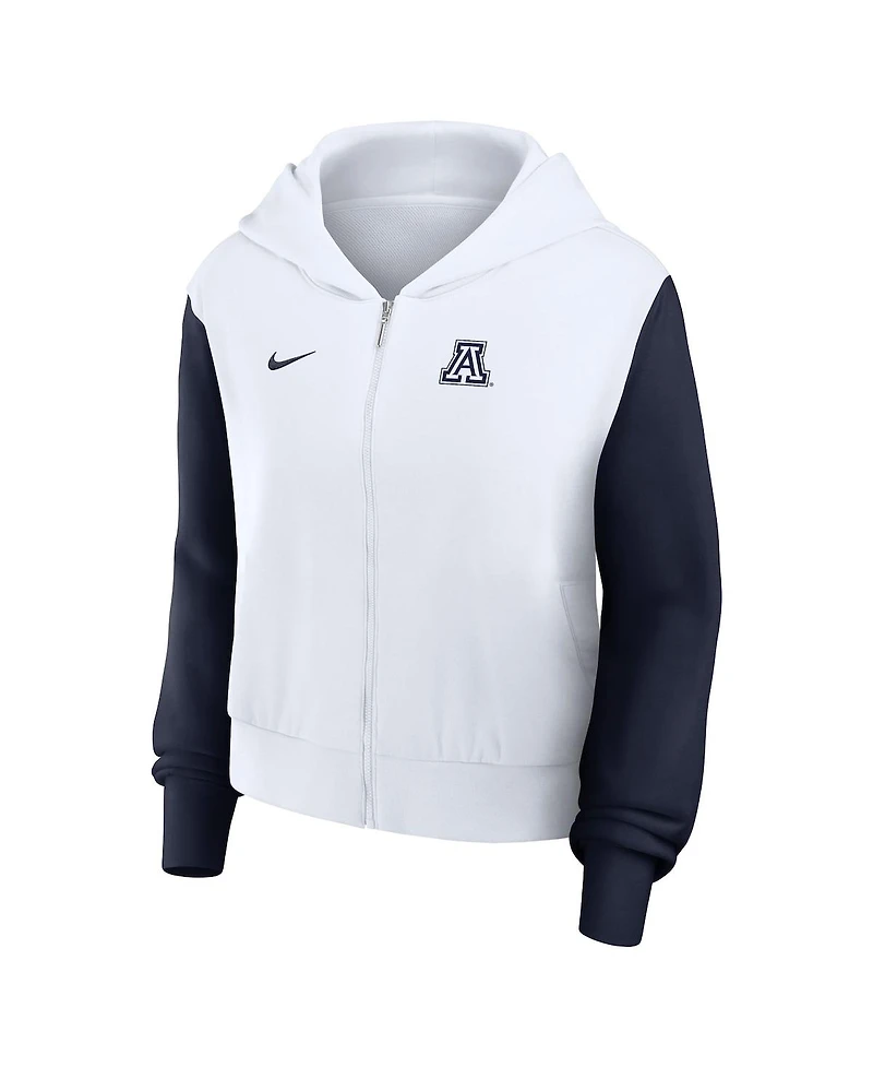 Nike Women's White Arizona Wildcats Cropped Beyond Capability Color-Block Script Full-Zip Hoodie