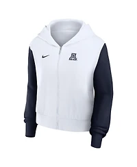 Nike Women's White Arizona Wildcats Cropped Beyond Capability Color-Block Script Full-Zip Hoodie