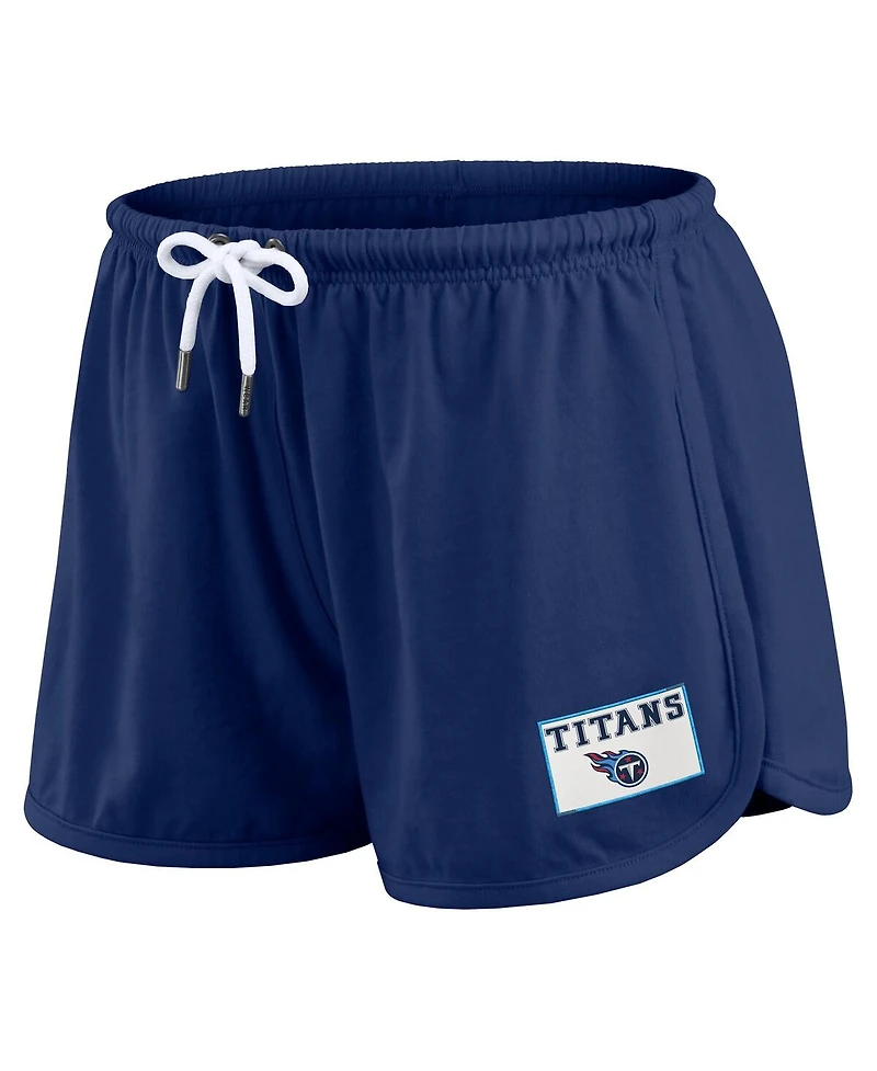 Wear by Erin Andrews Women's 2-Piece Navy Tennessee Titans Heavy Rugby Jersey Long Sleeve T-Shirt and Shorts Lounge Set