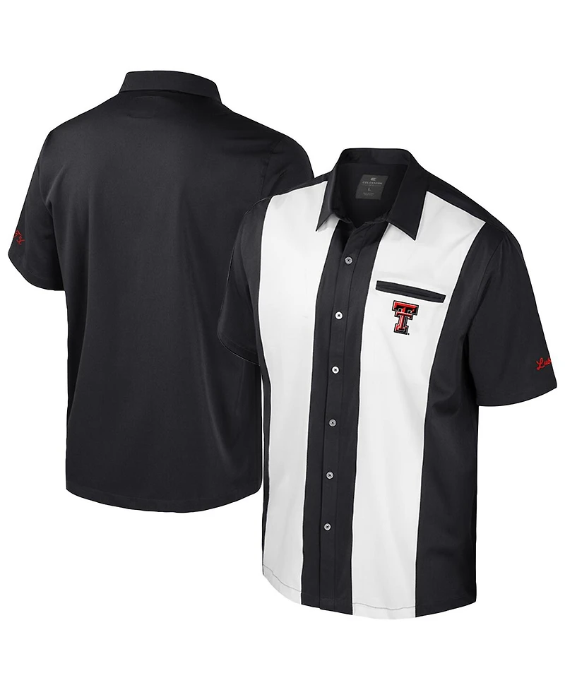 Colosseum Men's Black Texas Tech Red Raiders Strike Bowling Button-Up Shirt