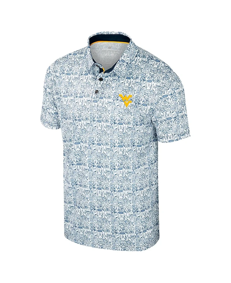 Colosseum Men's Navy West Virginia Mountaineers It's Time Allover Print Polo Shirt