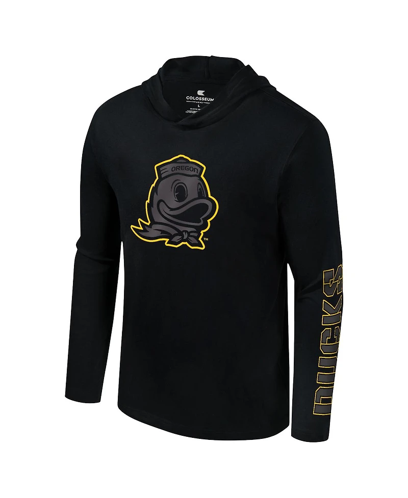 Colosseum Men's Black Oregon Ducks Color Pop Active Blend 2-Hit Long Sleeve Hooded T-Shirt