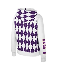 Colosseum Women's White Lsu Tigers The Dealio Argyle Full-Zip Jacket