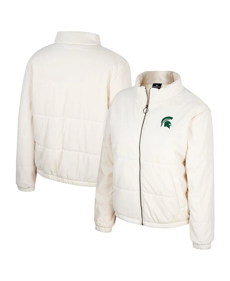 Colosseum Women's Cream Michigan State Spartans So Hot Right Now Quilted Puffer Full-Zip Jacket