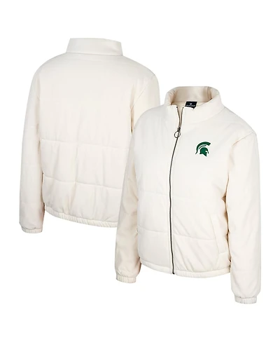 Colosseum Women's Cream Michigan State Spartans So Hot Right Now Quilted Puffer Full-Zip Jacket