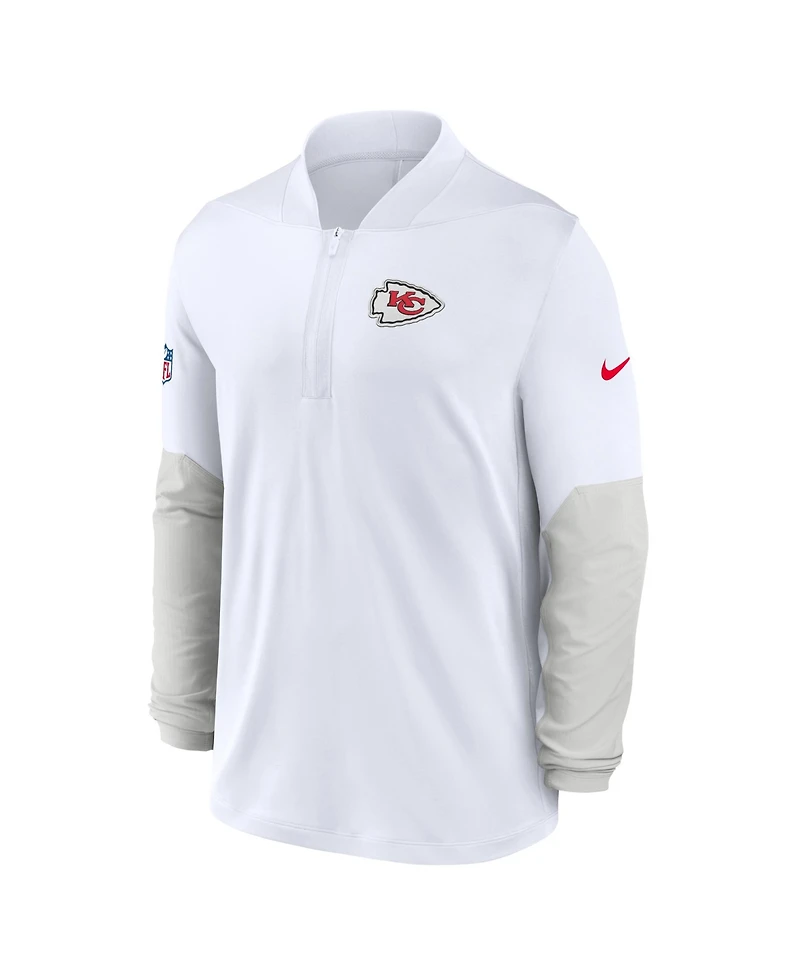 Nike Men's White Kansas City Chiefs Sideline Feel The Pressure Performance Half-Zip Pullover