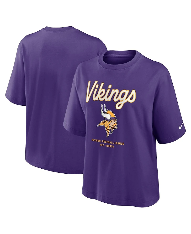 Nike Women's purple Minnesota Vikings Essential Script Relaxed Boxy T-Shirt