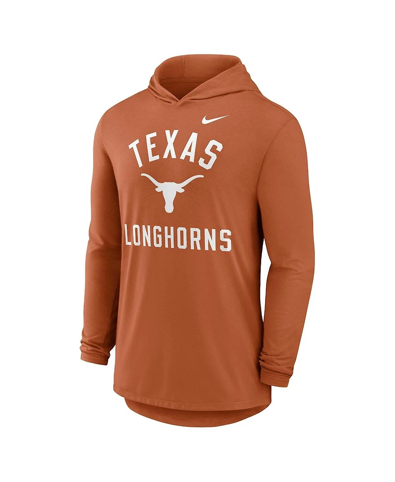 Nike Men's Texas Orange Longhorns Classic Arch Tri-Blend Performance Long Sleeve Hoodie T-Shirt