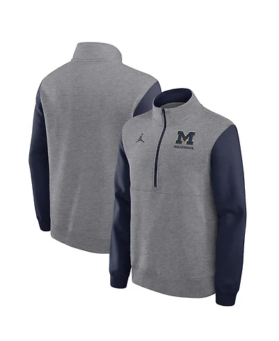 Jordan Men's Heather Gray Michigan Wolverines Club Fleece Half-Zip Pullover Sweatshirt