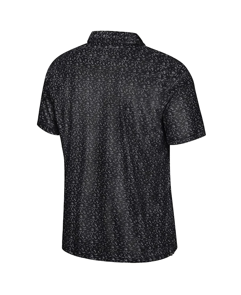 Colosseum Men's Black Iowa Hawkeyes Football Print Polo Shirt
