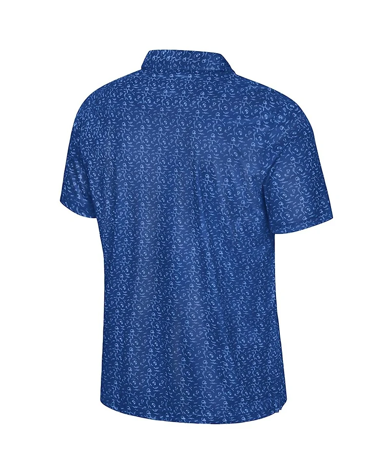 Colosseum Men's Royal Pitt Panthers Football Print Polo Shirt