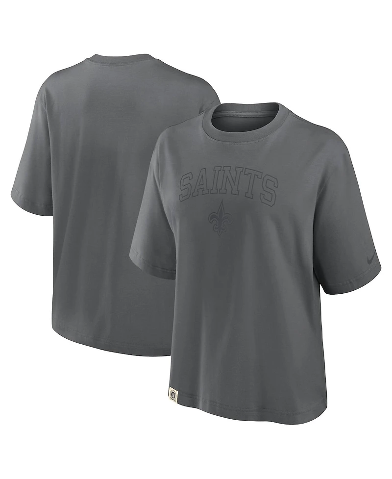 Nike Women's Charcoal New Orleans Saints Glory Arch Boxy T-Shirt