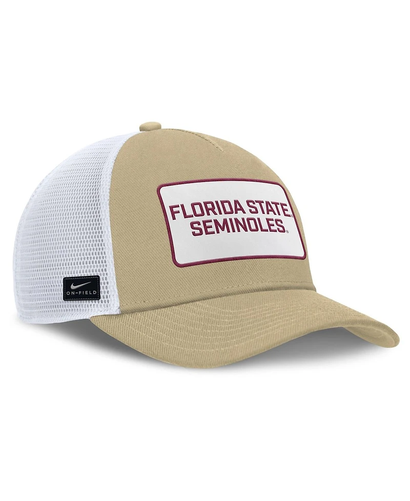 Nike Men's Gold/White Florida State Seminoles 2025 On-field Rise Patch Trucker Adjustable Hat