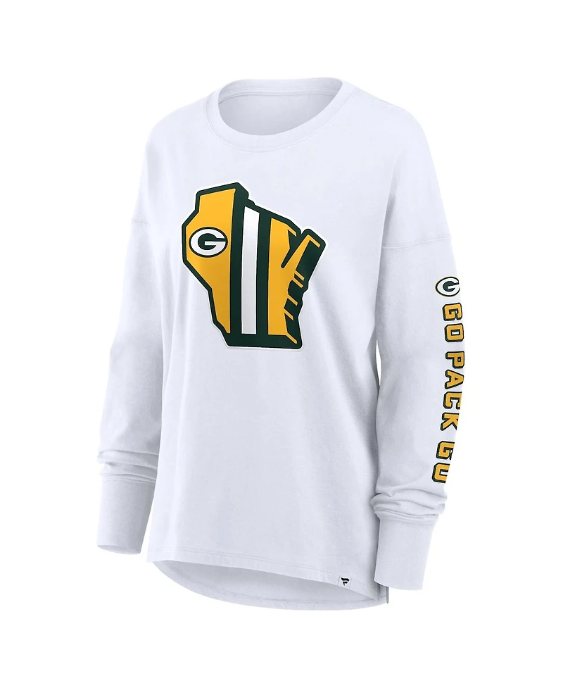 Fanatics Women's White Green Bay Packers Hometown Legacy Long Sleeve T-Shirt