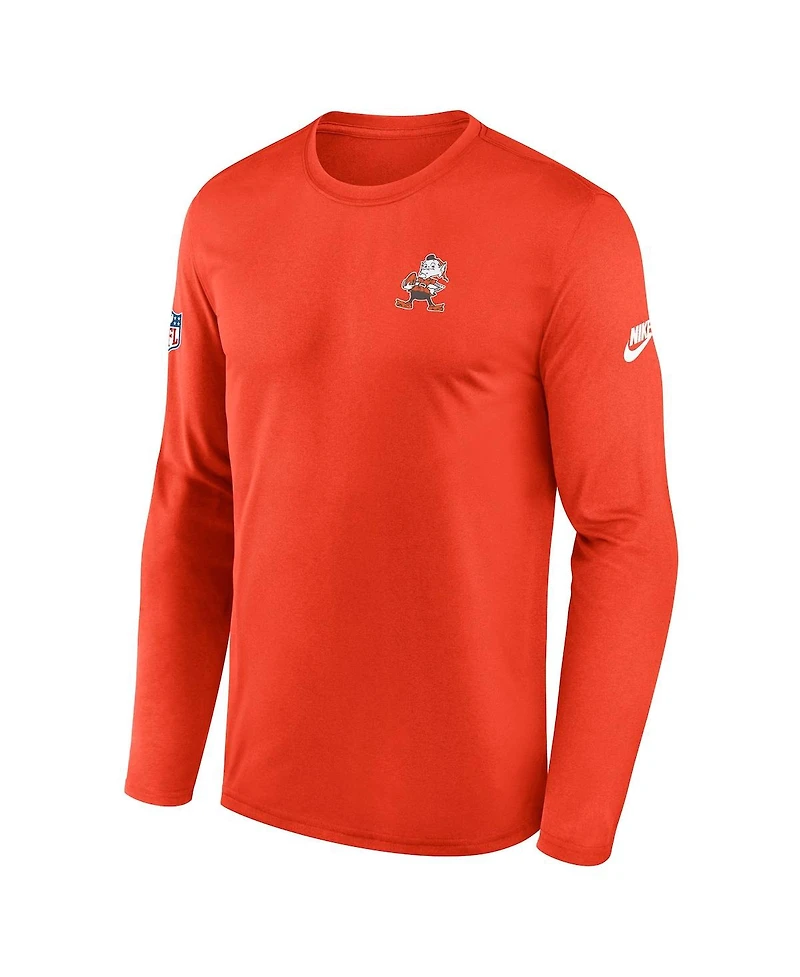 Nike Men's Orange Cleveland Browns Legend Small Logo Performance Long Sleeve T-Shirt