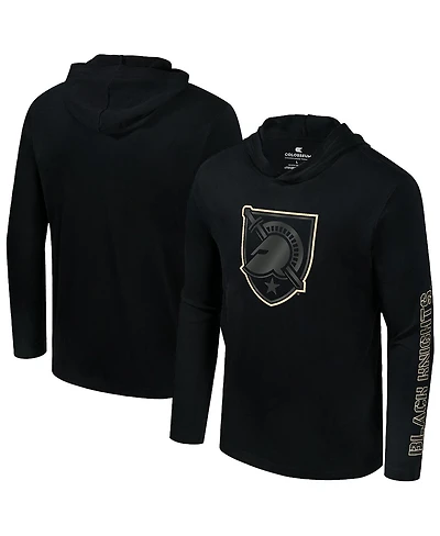 Colosseum Men's Black Army Knights Color Pop Active Blend Hooded Long Sleeve T-Shirt