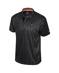 Colosseum Men's Black Texas Longhorns Football Print Polo Shirt