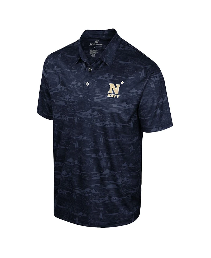Colosseum Men's Navy Midshipmen Daly Print Polo Shirt