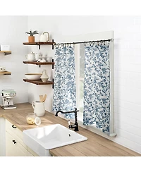 No. 918 Elodie Tonal Botanical Semi-Sheer Rod Pocket Kitchen Curtain Tier Pair