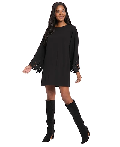 London Times Women's Scuba Crepe Embellished A-Line Dress