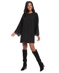 London Times Women's Scuba Crepe Embellished A-Line Dress