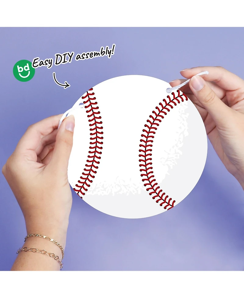 Big Dot of Happiness Baseball Garland Banner, 30 Feet of Cord, 15 Double-Sided Baseballs
