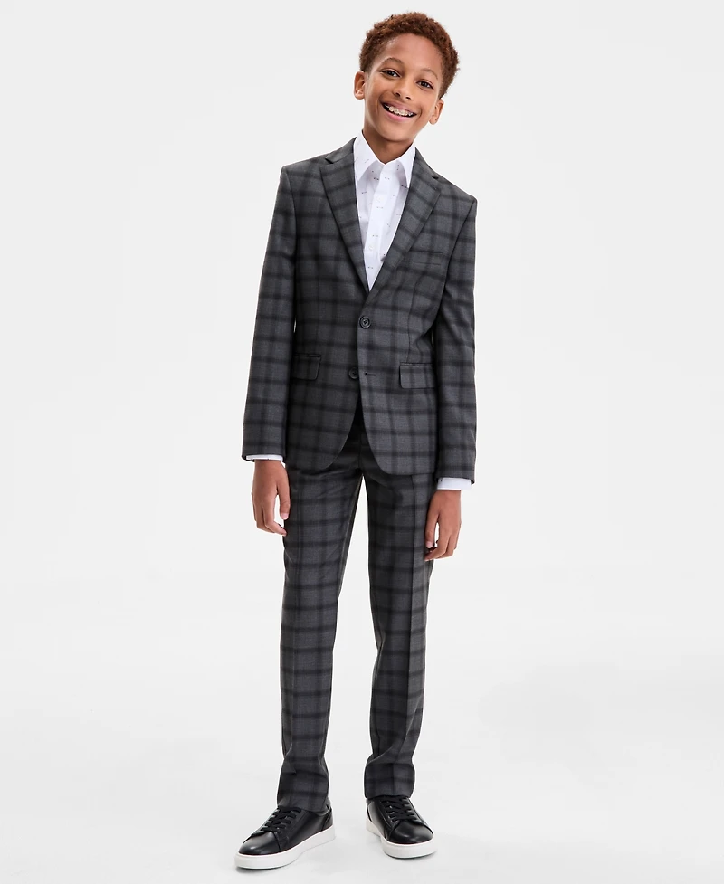 Kenneth Cole Reaction Big Boys 2-Piece Plaid Pattern Suit Set