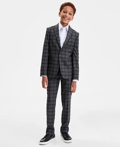 Kenneth Cole Reaction Big Boys 2-Piece Plaid Pattern Suit Set