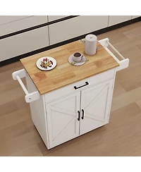 Casainc Rolling Kitchen Cart with Adjustable Shelves, Towel Rack and Wood Top for Storage