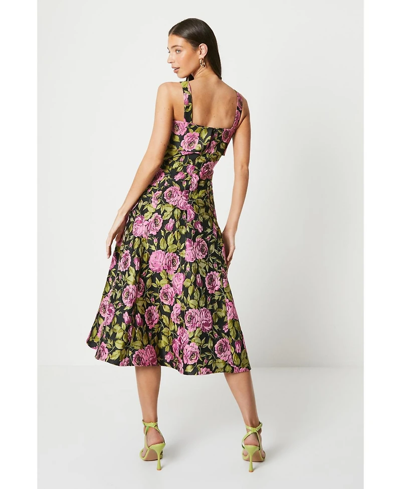 Coast Wide Strap Jacquard Midi Dress
