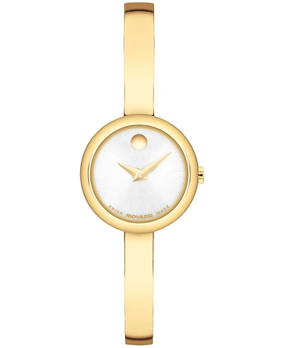 Movado Women's Museum Bangle Round Swiss Quartz Light Yellow Steel Watch, 21.50mm