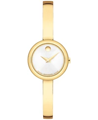 Movado Women's Museum Bangle Round Swiss Quartz Light Yellow Steel Watch, 21.50mm