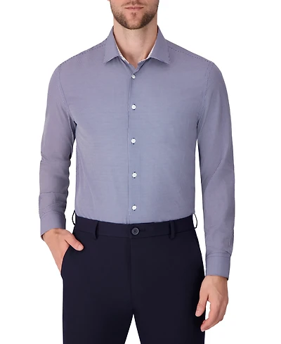 Report Collection Men's Long Sleeve 4-Way Bubble Print Dress Shirt